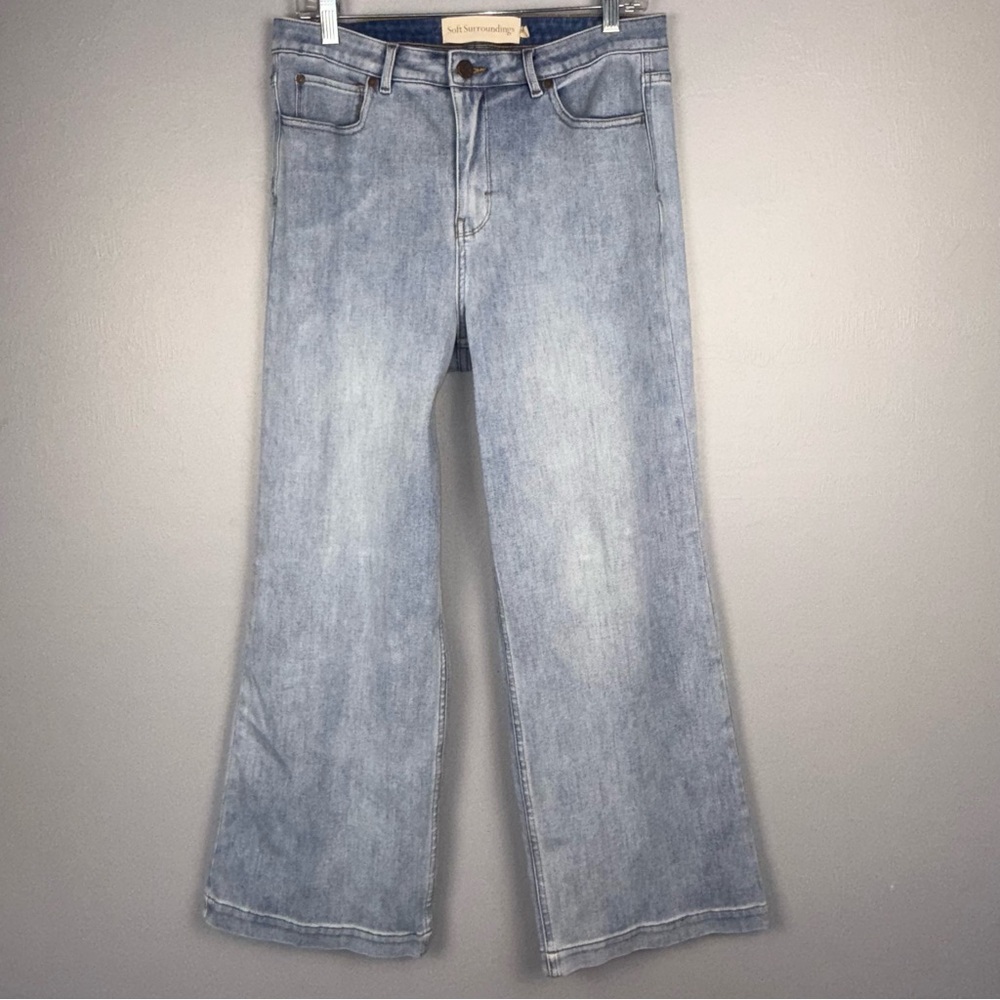 Soft Surroundings Jeans Women’s 12 Light Blue Wide Leg High‎ Rise Stretchy